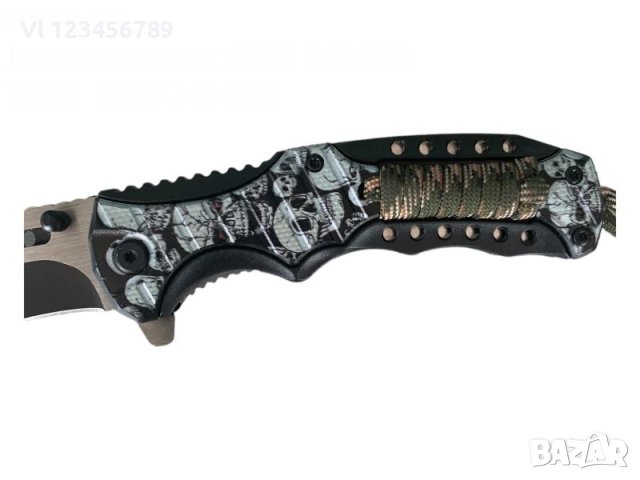 Сгъваем автоматичен нож дизайн с череп+паракод 9,5 х 215, снимка 8 - Ножове - 41313448