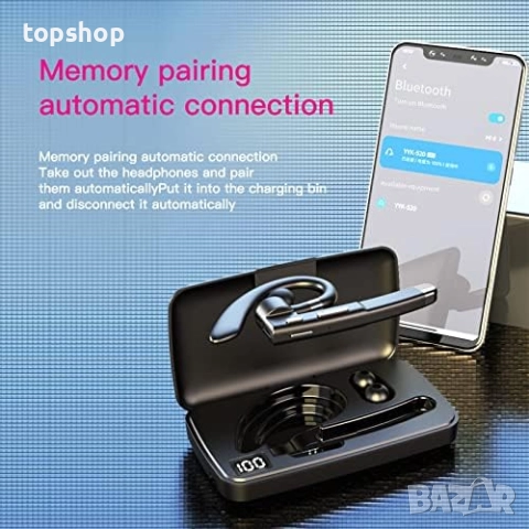 Нови JUNJIEUNVO YYK-520 Bluetooth слушалки с 500 часа време на готовност, LED калъф за зареждане..., снимка 5 - Калъфи, кейсове - 52397443