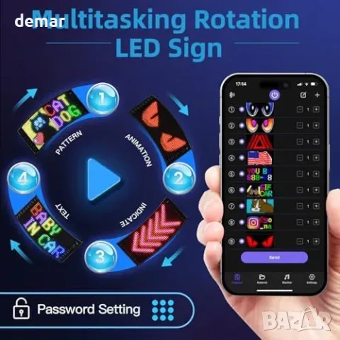 Двоен ред LED табло за съобщения, Bluetooth, USB 5V/2A, снимка 6 - Друга електроника - 55871270