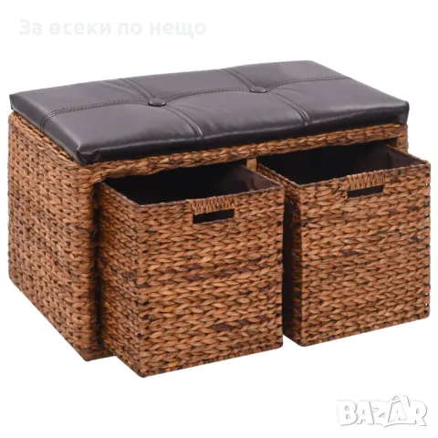 Пейка с 2 кошници, морска трева, 71x40x42 см, кафява Код P551, снимка 2 - Други - 50294585