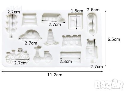 Светофар колело конус Автобус знак кола автомобил тротинетка силиконов молд форма фондан декор, снимка 2 - Форми - 41830331