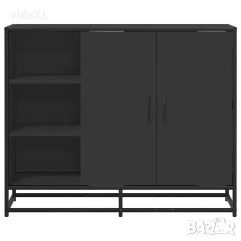 vidaXL Сайдборд, черен, 92x35x76 см, инженерно дърво, снимка 4 - Бюфети - 56148239