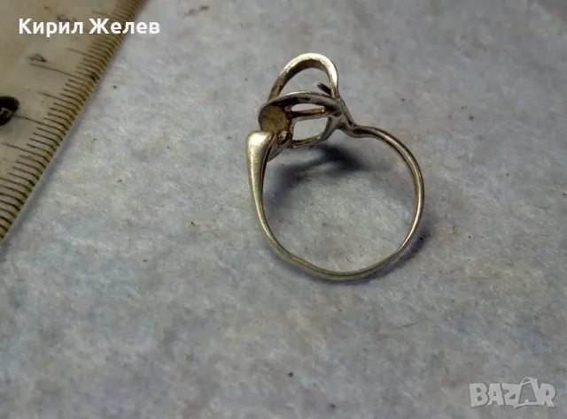 СТАР АР НУВО СТИЛ СРЕБЪРЕН ПРЪСТЕН СРЕБРО 925 с МЯСТО За ВГРАЖДАНЕ на СКЪП КАМЪК КАБОШОН 49716, снимка 4 - Пръстени - 49767869