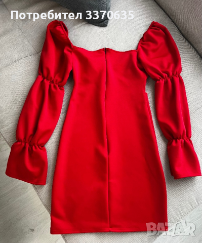 Дамска елегантна червена рокля, универсален размер, снимка 3 - Рокли - 44790988