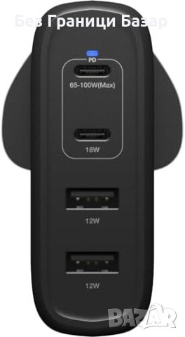 Ново Бързо и Устойчиво 4-портово Зарядно - USB-C/A, 100W, OtterBox, снимка 2 - Друга електроника - 44176608