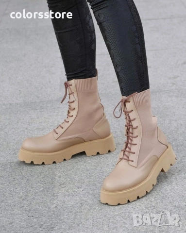 Равни боти - бежови - BTM1 , снимка 2 - Дамски боти - 51662799
