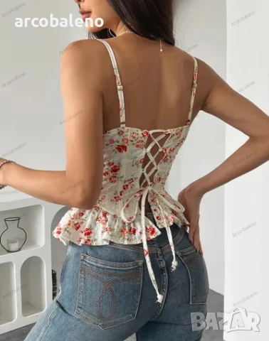 Дамски секси топ с връзки и гол гръб, 2цвята , снимка 3 - Корсети, бюстиета, топове - 50949073