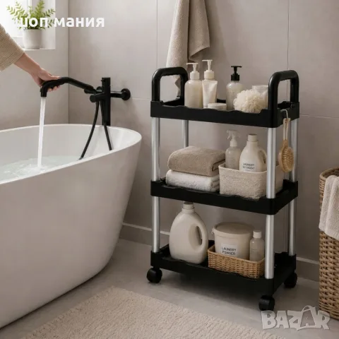 Мобилен органайзер на 3 нива с колелца – практичен ред за всеки дом, снимка 4 - Органайзери - 55939308