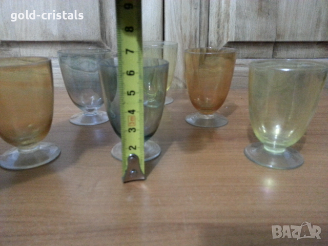 Стъклени чаши чашки цветно стъкло, снимка 5 - Антикварни и старинни предмети - 36212554