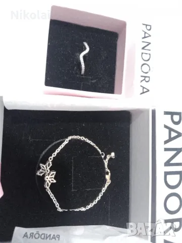 Бижута PANDORA  комплект гривна и пръстен ново, снимка 4 - Пръстени - 48175343