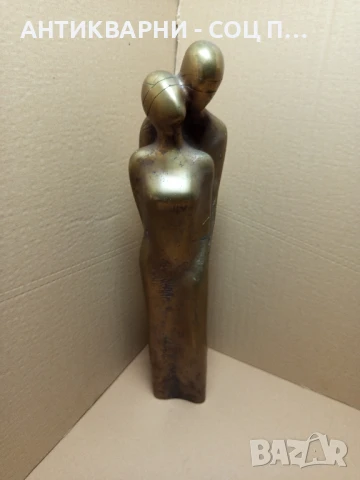 Голяма Стара Бронзова Статуя Скулптура Влюбена Двойка 6кг., снимка 2 - Антикварни и старинни предмети - 50967185