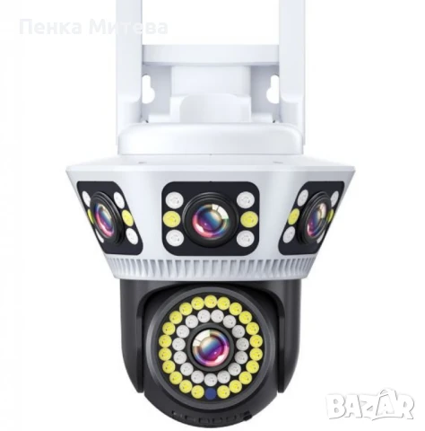 Пълноцветна панорамна 6K Wi-Fi камера за нощно виждане с 4 обектива и двоен интерком, снимка 3 - IP камери - 48853898