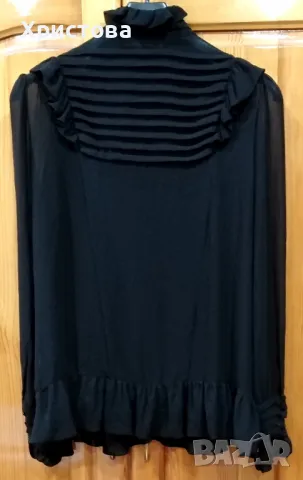 Черна елегантна блуза ZARA, L, снимка 2 - Блузи с дълъг ръкав и пуловери - 49684400