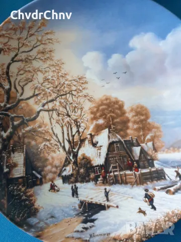 4бр Furstenberg Бавария/немска колекционерска декоративна порцеланова чиния-картина/пейзажи, снимка 5 - Картини - 48044329