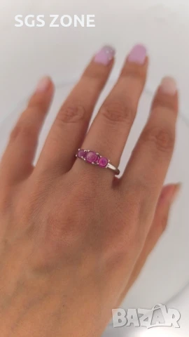 СРЕБЪРЕН ПРЪСТЕН С РУБИН, САПФИР, ИЗУМРУД , снимка 2 - Пръстени - 51143681