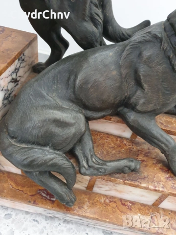 57см-20кг Carvin ЦAM статуетка/стара френска скулптура/фигура на кучета-немски овчарки, снимка 7 - Статуетки - 53483355
