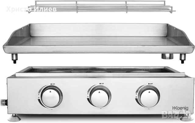 Професионална скара на газ планча H.Koenig Plancha PLX830 с 3 горелки, снимка 5 - Скари - 53746870