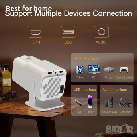 Мини проектор HY320 с WiFi и Bluetooth, снимка 5 - Плейъри, домашно кино, прожектори - 51056700