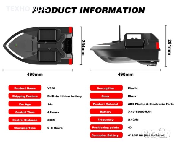 Лодка за захранка V020 GPS-40 точки най-новия модел! 

, снимка 6 - Стръв и захранки - 42534193