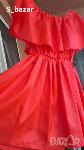 Нова,неонова рокля с паднали рамене,р-р С/М, снимка 3 - Рокли - 51526609