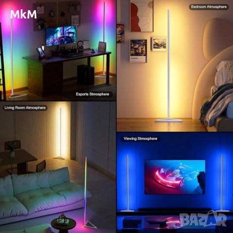 Две LED ъглови лампи с приложение и дистанционно, синхрон с музика, снимка 3 - Лед осветление - 52449292