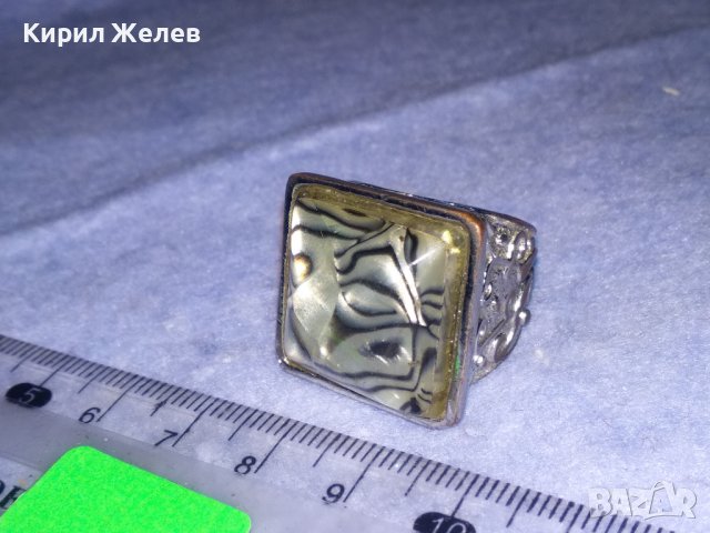 СТАР БОГАТО ОРНАМЕНТИРАН ПОСРЕБРЕН МЕДЕН РЕТРО АРТ ПРЪСТЕН с КАТАЛИН 36970, снимка 4 - Антикварни и старинни предмети - 39748018