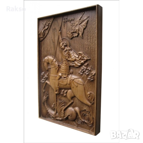 Дърворезба Икона Свети Георги, снимка 7 - Икони - 52534033