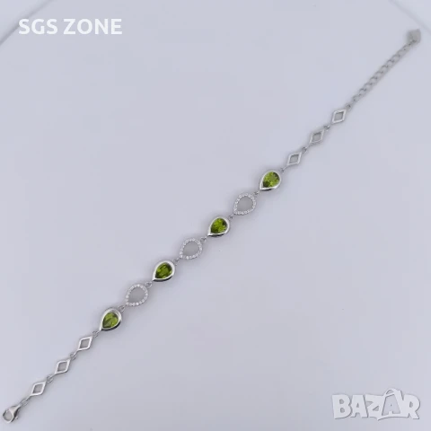 гривна от сребро 925 с перидот, снимка 9 - Гривни - 51264535