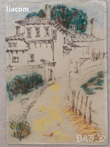 СТОЯН ВАСИЛЕВ (1904-1977) пастел пейзаж, снимка 2 - Картини - 33840262