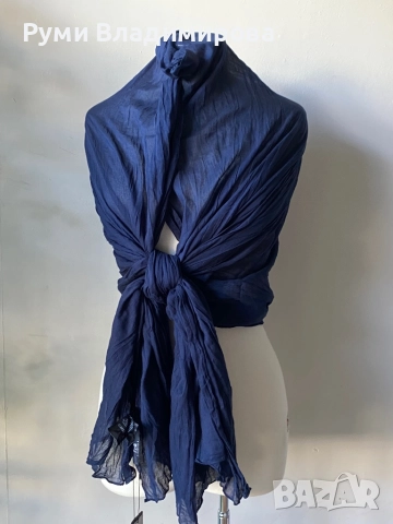 Тъмносин шал/ различни видове, с етикет, снимка 2 - Шалове - 49367965