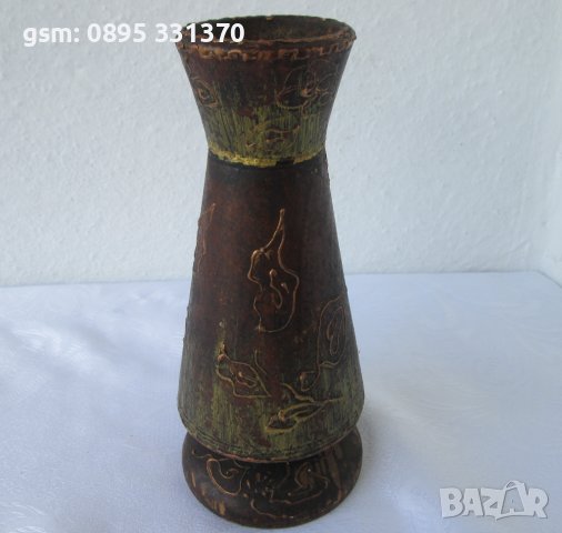 Дървена ваза, стара, снимка 10 - Вази - 40211744