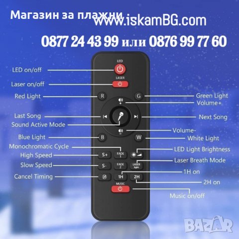 Прожекционна нощна лампа Starry Sky – Bluetooth с дистанционно управление - КОД 3853, снимка 6 - Детски нощни лампи - 39904919