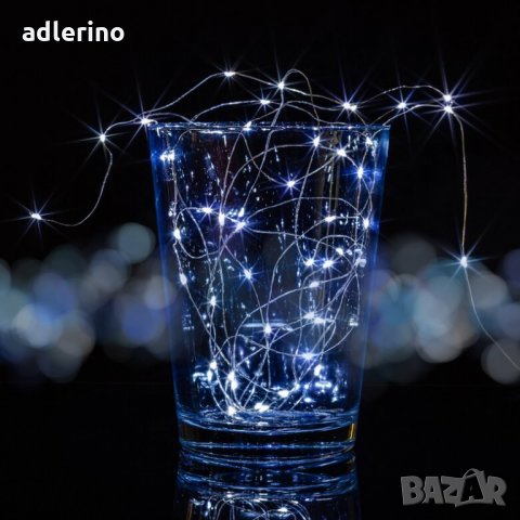 10 броя 25 LED светлинна жичка, батерии, студено бяло, Коледна декорация, украса, снимка 3 - Лед осветление - 34458853