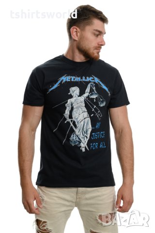 Нова мъжка тениска с дигитален печат на музикалната група METALLICA and justice for all
