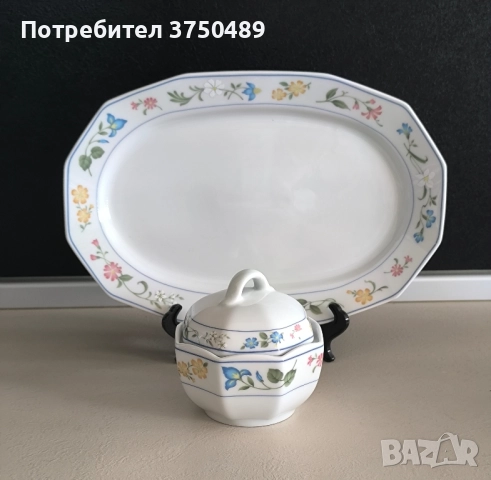 Плато и захарница с нежен флорален декор