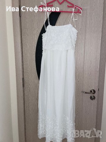 Нова бяла лятна парти коктейлна  елегантна дълга рокля декорация 3D 3Д  Reserved памук полиестер 