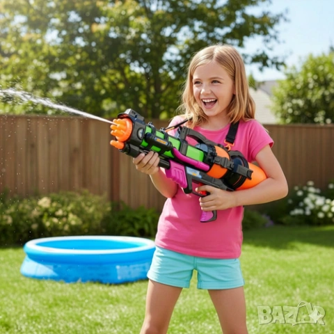 Голям воден пистолет 60 см / Водна пушка 1.25 L за деца / Водно оръжие, снимка 8 - Игри и пъзели - 53832953