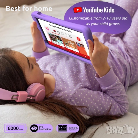 2025 Обновен детски таблет, 10-инчов Android 15 таблет за деца с удароустойчив EVA корпус, снимка 7 - Таблети - 53666276
