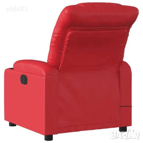 vidaXL Масажен реклайнер стол, червен, изкуствена кожа（SKU:374145）, снимка 2 - Масажори - 53365950