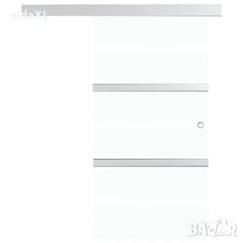 vidaXL Плъзгаща врата с меки стопери, ESG стъкло и алуминий, 90x205 см, снимка 4 - Интериорни врати - 56146504