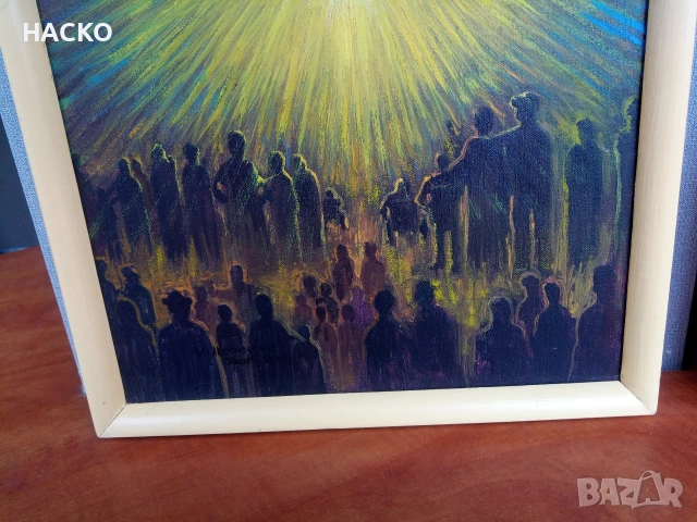 Маслена Картина на Библейска Тематика Размери 43/34 см. Подписана от Автора, снимка 3 - Картини - 53035626