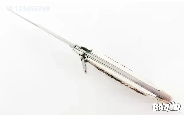 Сгъваем автоматичен нож - стилето , с чирени от еленов рог,100х245, снимка 3 - Ножове - 53817914