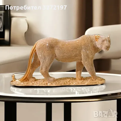 Елегантна Златна Статуя на Гепард, снимка 3 - Статуетки - 48257841