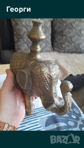 Голям бронзов слон, снимка 5 - Антикварни и старинни предмети - 50109756