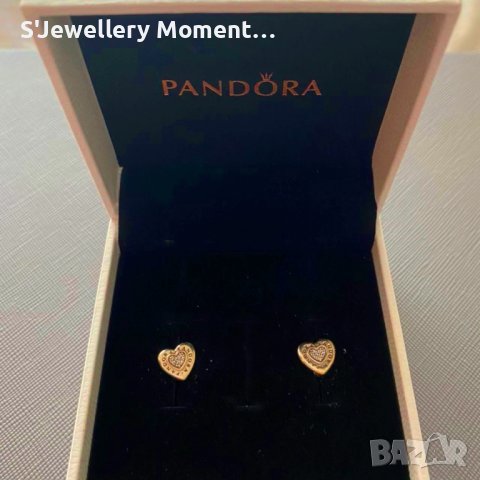 Обеци Пандора 925 сърца Pandora Signature Heart Earrings , снимка 3 - Обеци - 42088941