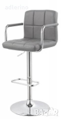  Комплект от 2 броя бар столове, изк. кожа, метал, подлакътник, въртящ, сив -2% Ново, снимка 5 - Столове - 34142048