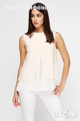 ЛИКВИДАЦИЯ Бледо розов топ блуза потник без ръкав размер С/М от Англия, снимка 4 - Потници - 36047257