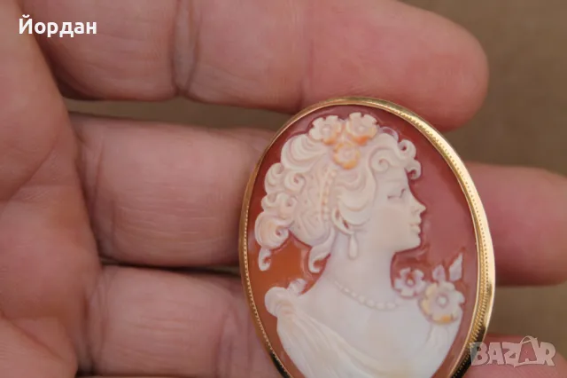 Изящна брошка с камея и златен обков, снимка 14 - Други стоки за дома - 49753837