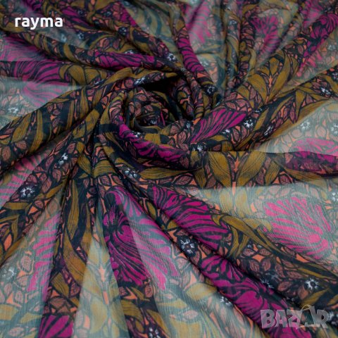 Плат италианска естествена коприна креп шифон флорален принт, снимка 8 - Рокли - 34464463