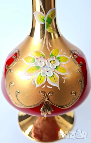 Винтидж комплект за вино от рубинено червено стъкло, снимка 8 - Сервизи - 53573945